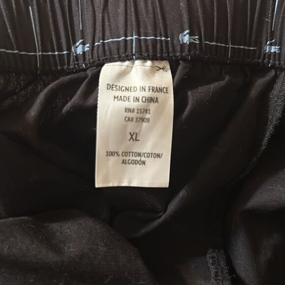 Lacoste XL Black Blue Cotton Croc Logo Print Drawstring Lounge PJ Pants - Picture 15 of 16